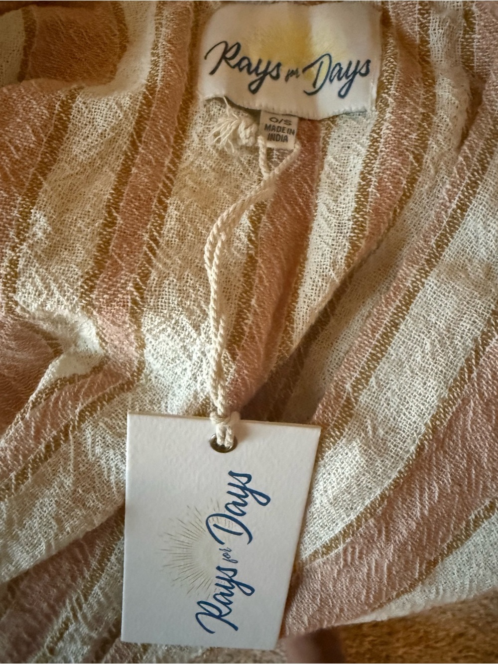 Rays for Days Women's Cream & Tan Striped Swim Coverup